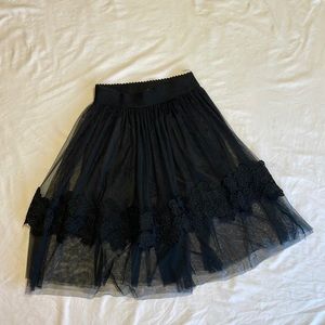 Dina Be black tulle skirt with floral appliqué